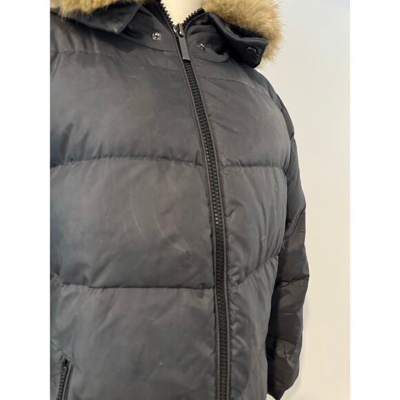 Michael Kors Down Puffer Coat Gunmetal Gray Size M – Hooded Coat with Faux Fur - Picture 8 of 9
